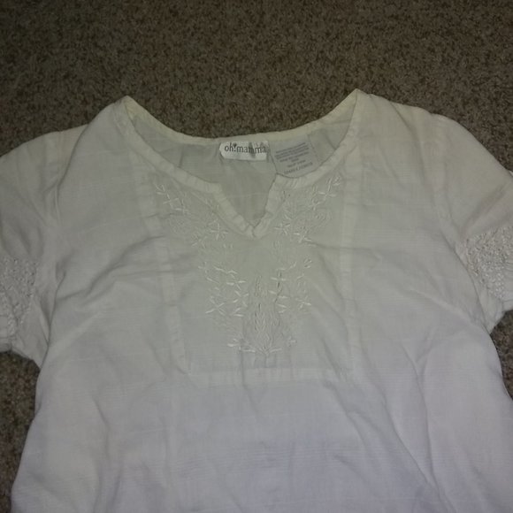 Oh! Mamma  Small Maternity embroidered top w tie - Picture 5 of 6